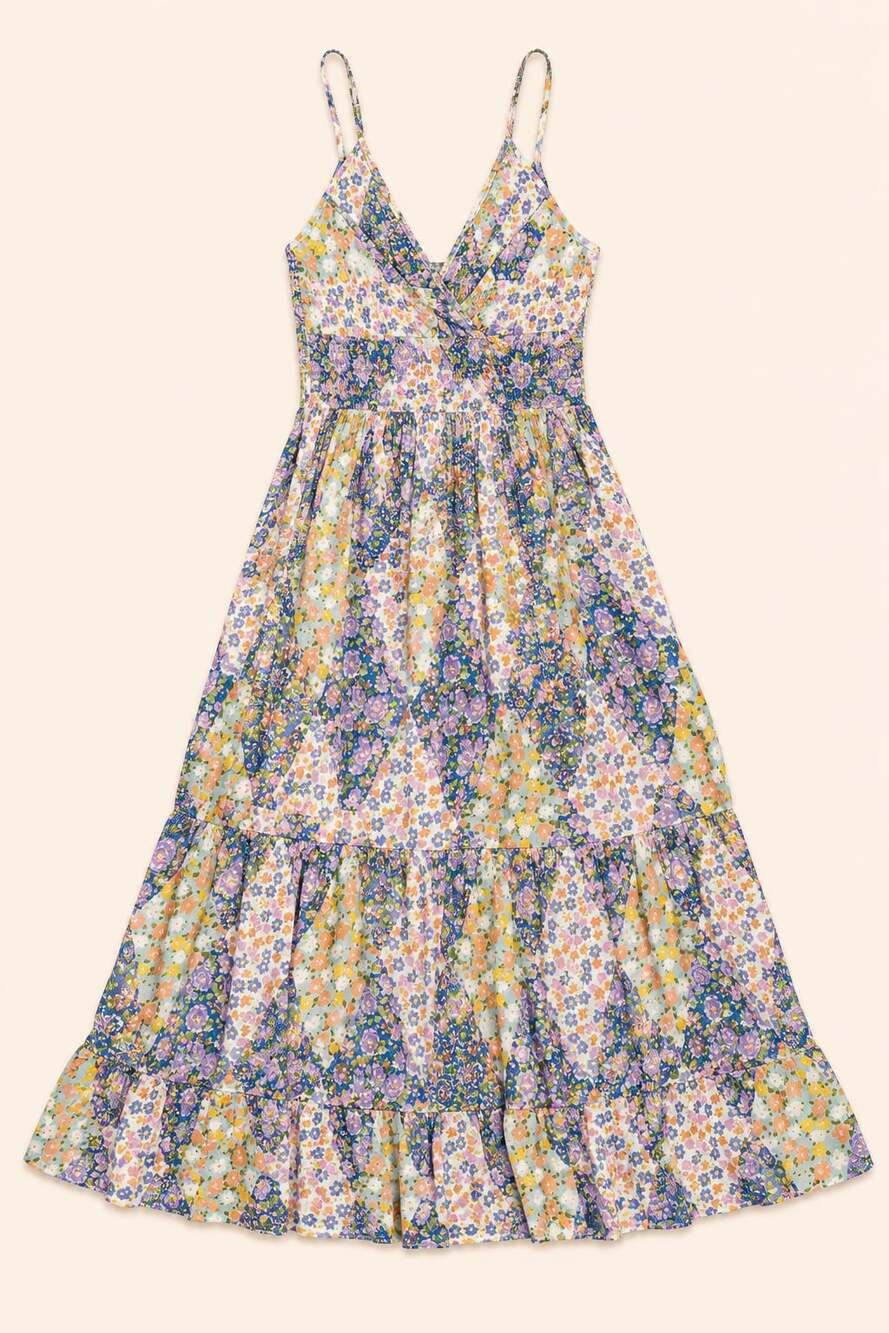 Angie Floral Tiered Maxi Dress Women’s Small Cottagecore Boho Spring Midi Dress